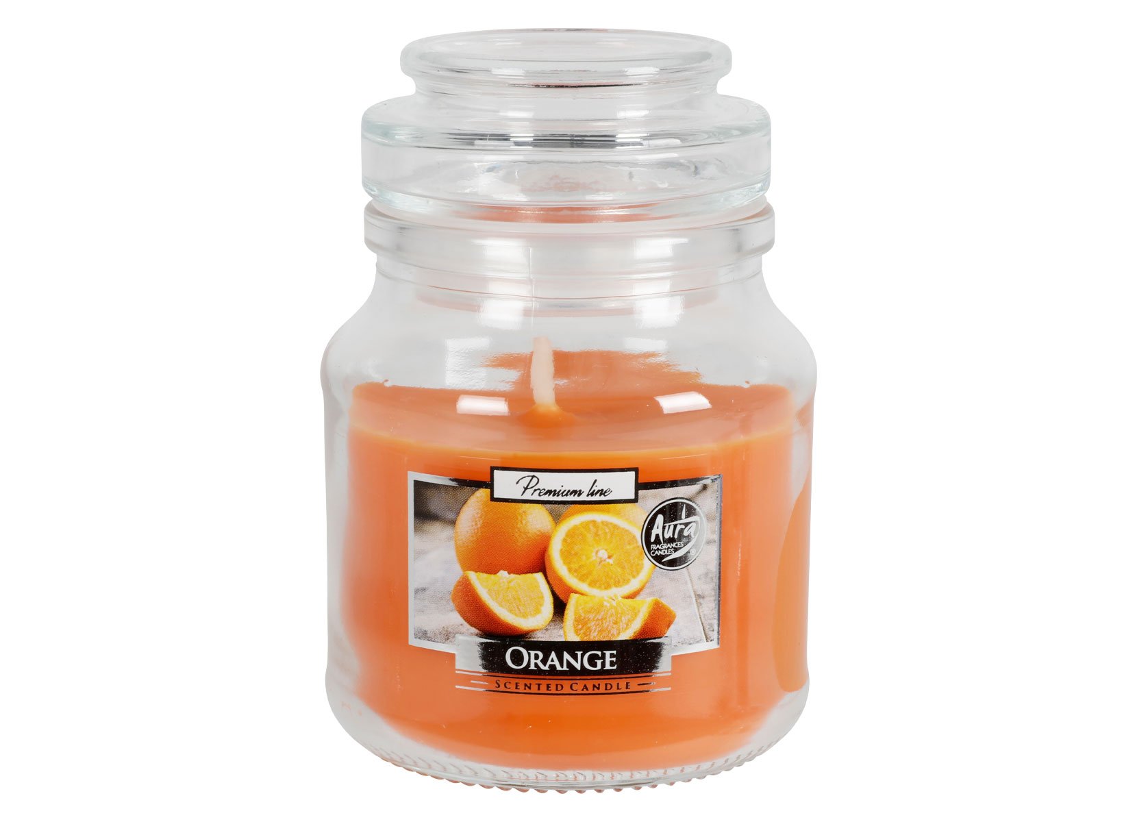 Duftkerze im Glas mit Aromadeckel 120g Orange