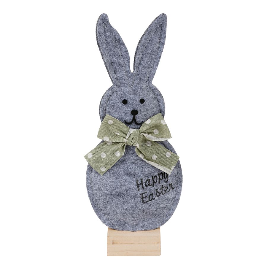 Filz-Osterhase mit Schleife Happy Easter 26cm