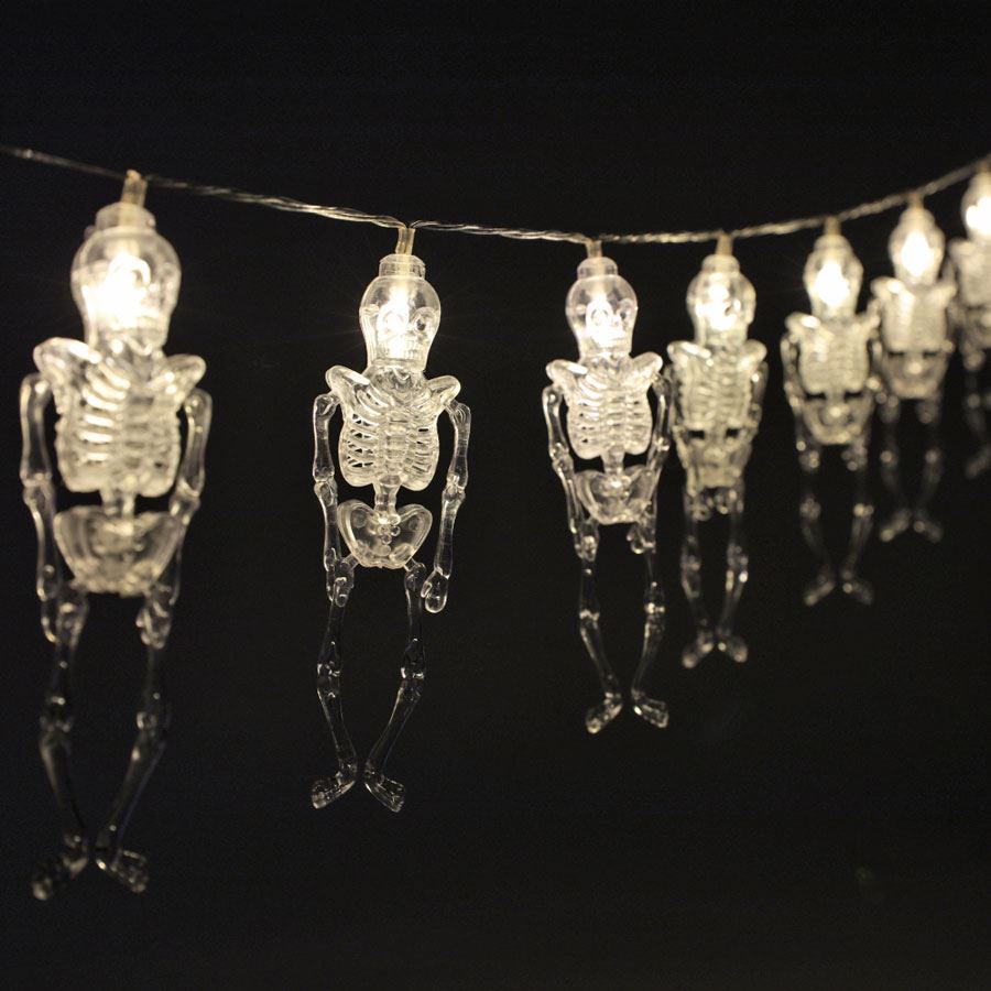 Halloween Skelett-Lichterkette 10 LEDs Warmweiß
