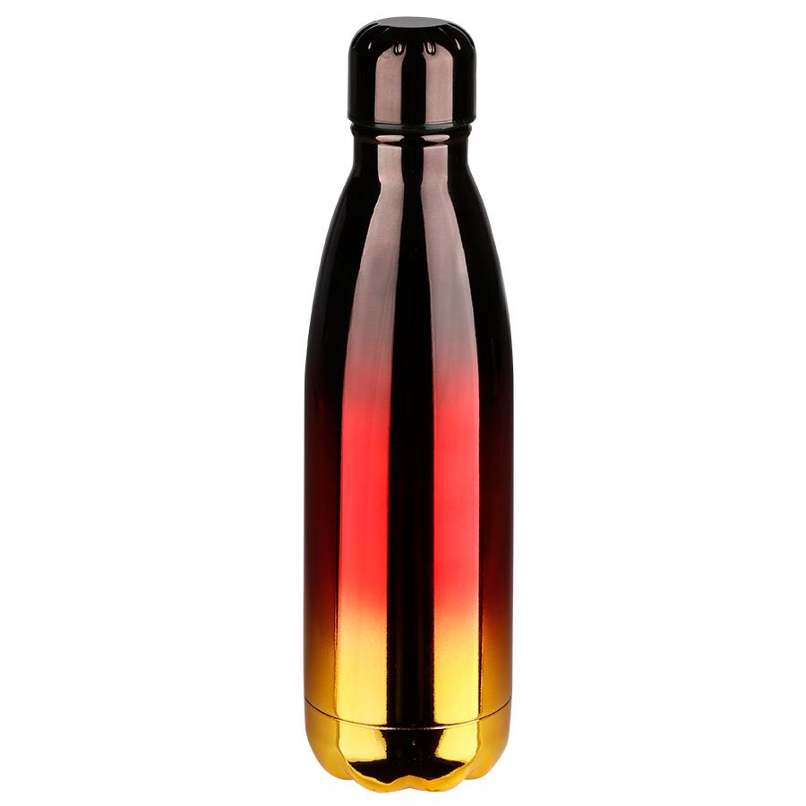 Edelstahl Isolierflasche mit Farbverlauf Schwarz/Rot/Gold glänzend 500ml