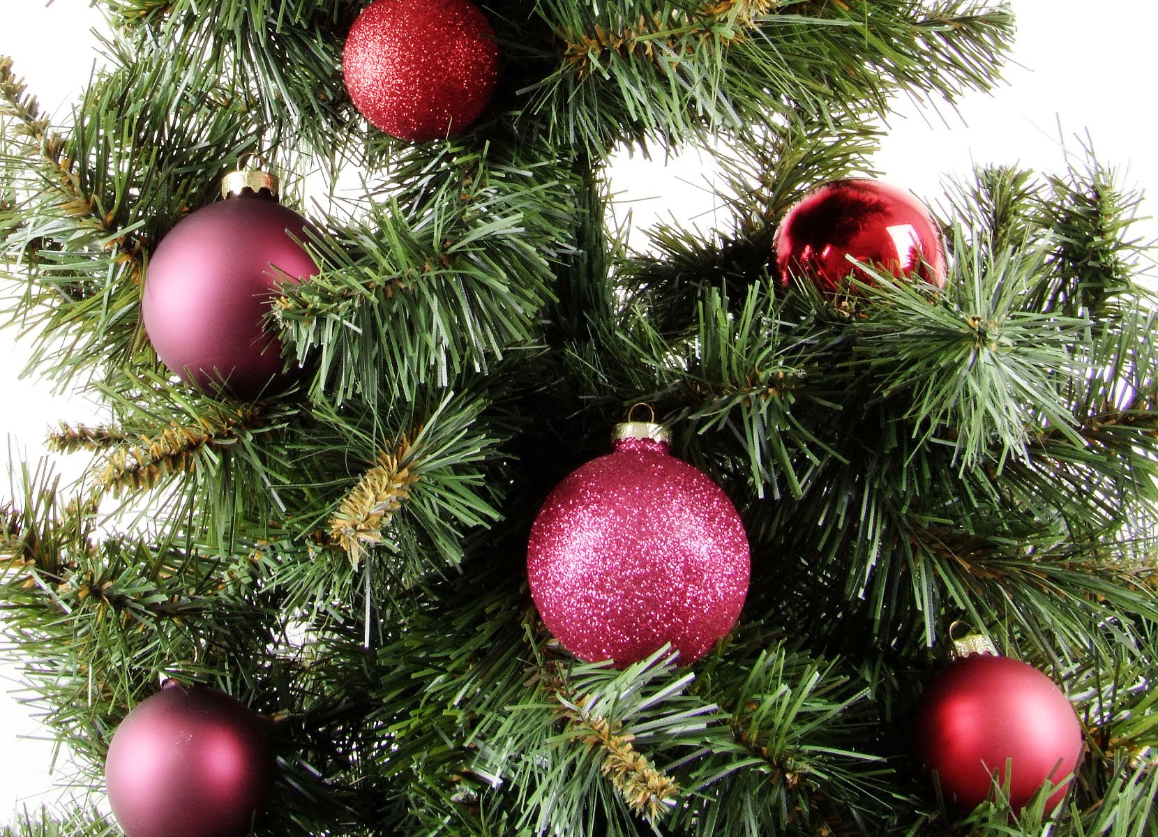Weihnachtsbaumkugeln aus Glas 42er-Set Rottöne mit pinken Nuancen