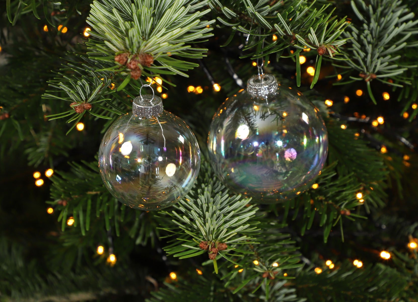 Weihnachtskugeln Seifenblasen-Finish aus Glas 6cm 12er-Set