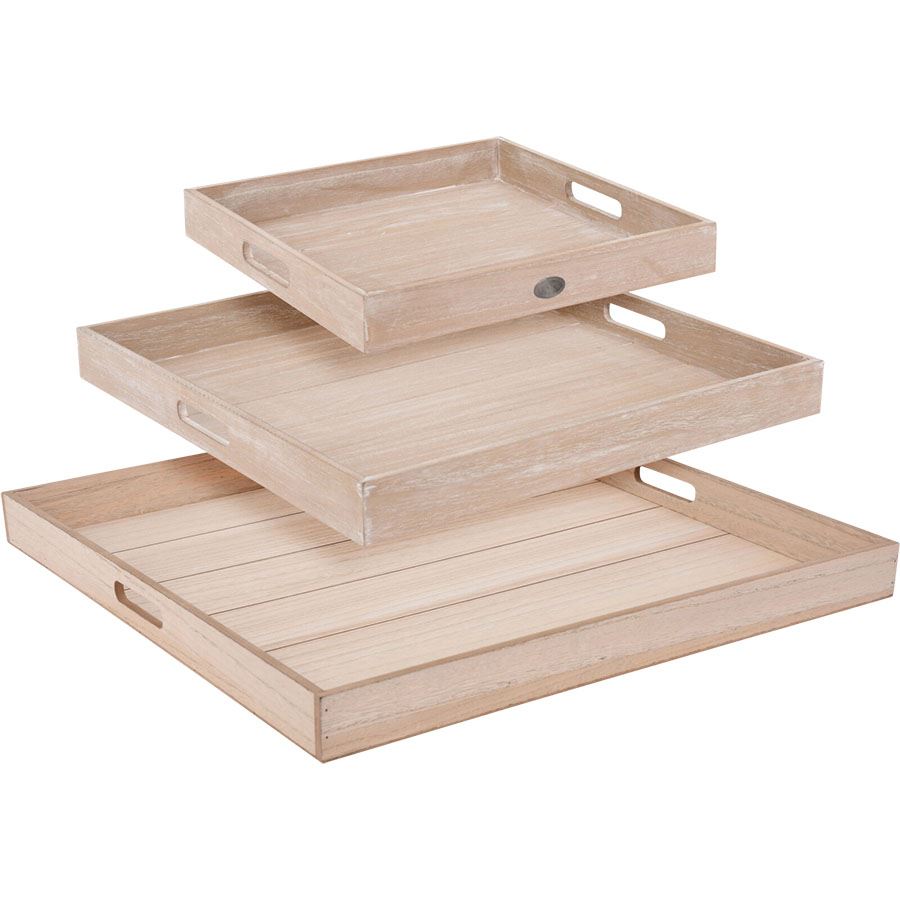XXL-Holztablett-Set 3-teilig
