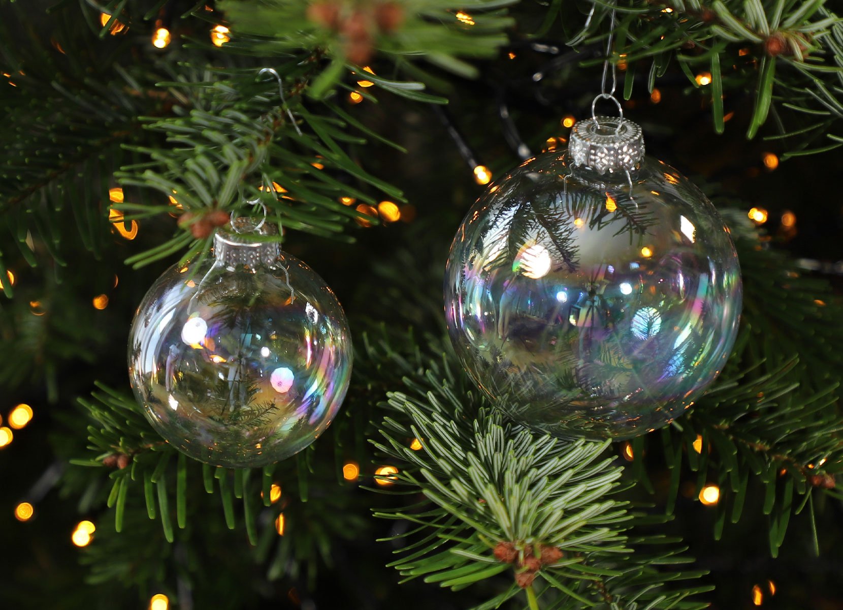 Weihnachtskugeln Seifenblasen-Finish aus Glas 8cm 8er-Set
