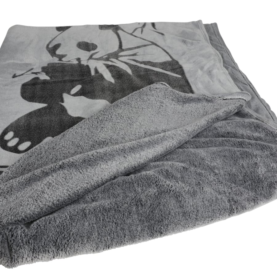 Flanell-Kuscheldecke mit Panda-Print 150x200cm