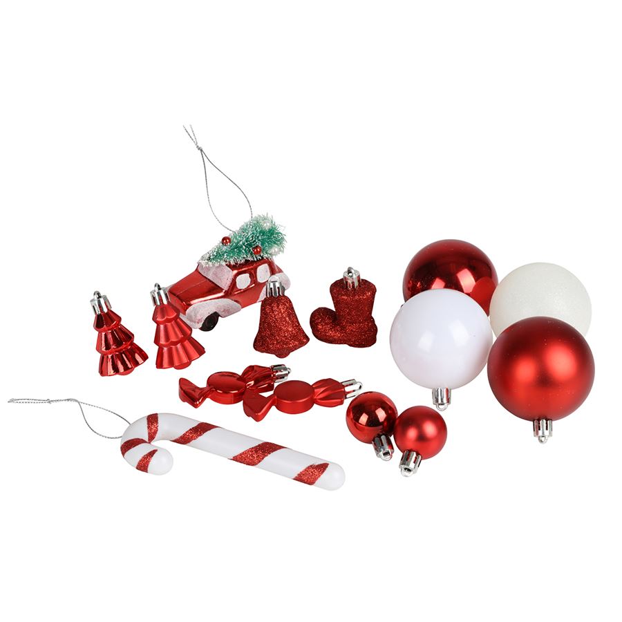 Weihnachts-Baumschmuck 30-teilig Rot/Weiß Weihnachts-Baumschmuck 30-teilig Rot/Weiß