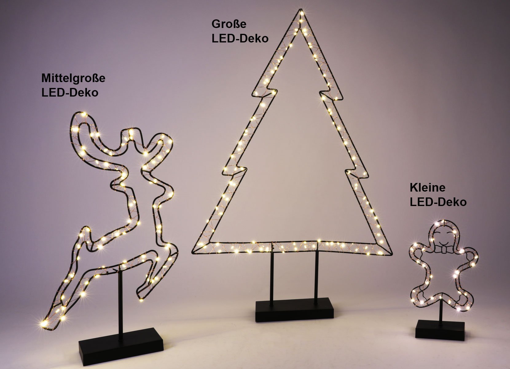 Mittelgroße LED-Metalldeko mit Timer 60cm LEDs Warmweiß Geschenk