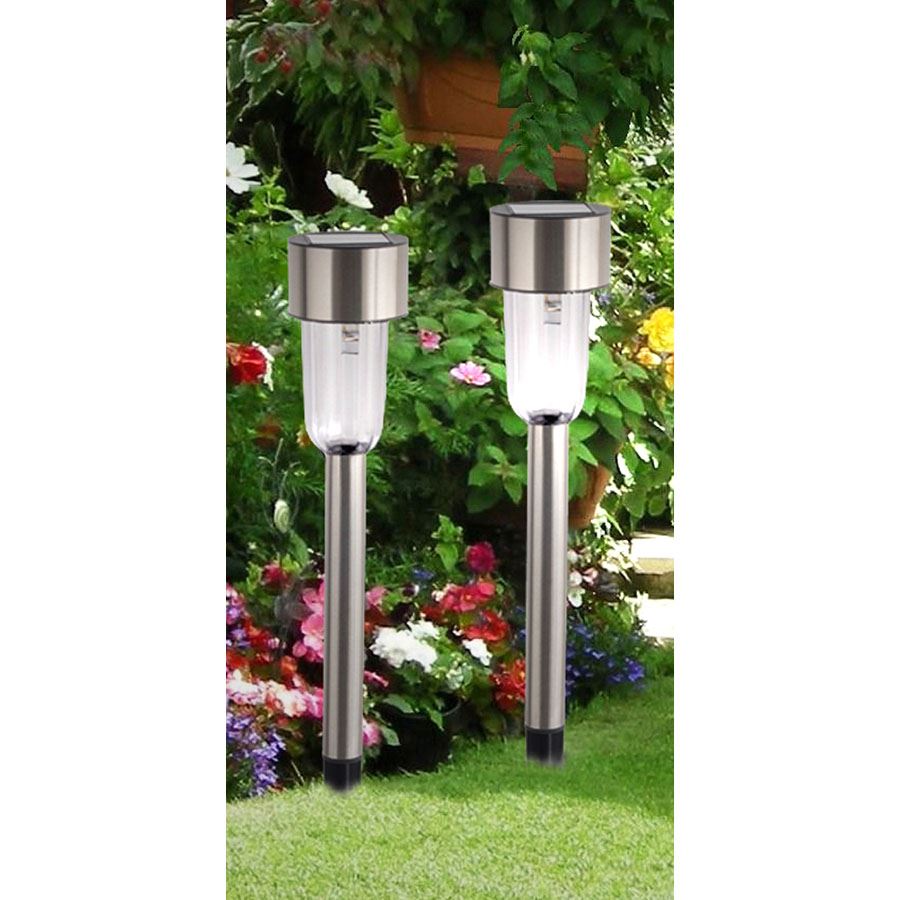 LED-Solar-Gartenleuchte aus Edelstahl 37cm