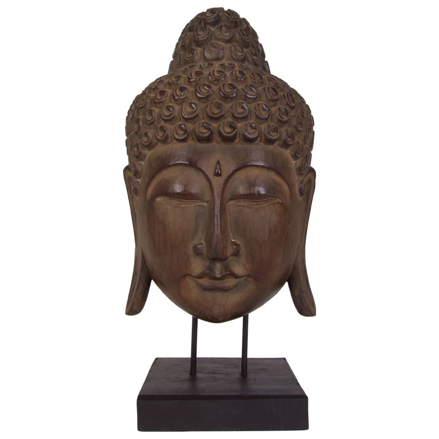 Buddha-Maske aus Albesia-Holz 65cm