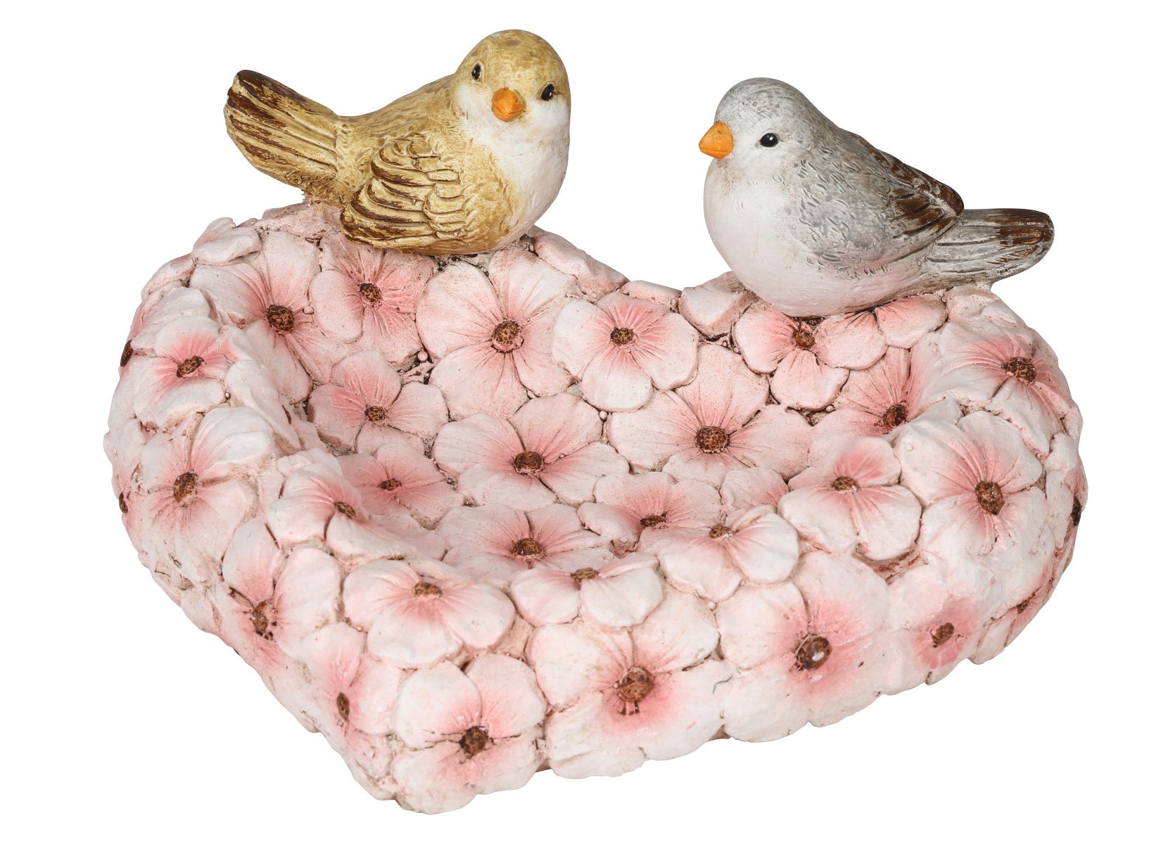Vogeltränke Blumen mit Vögelchen 30x28x15cm Herz
