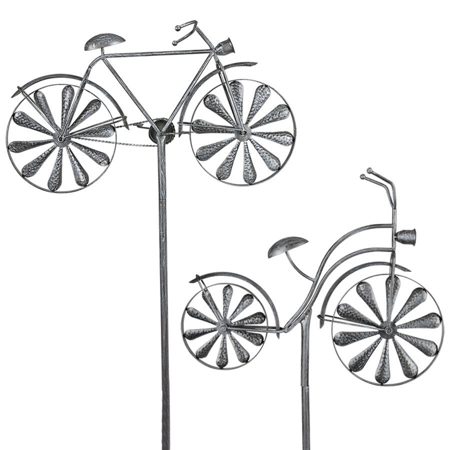 Metall-Gartenstab Fahrrad 160cm Silbergrau