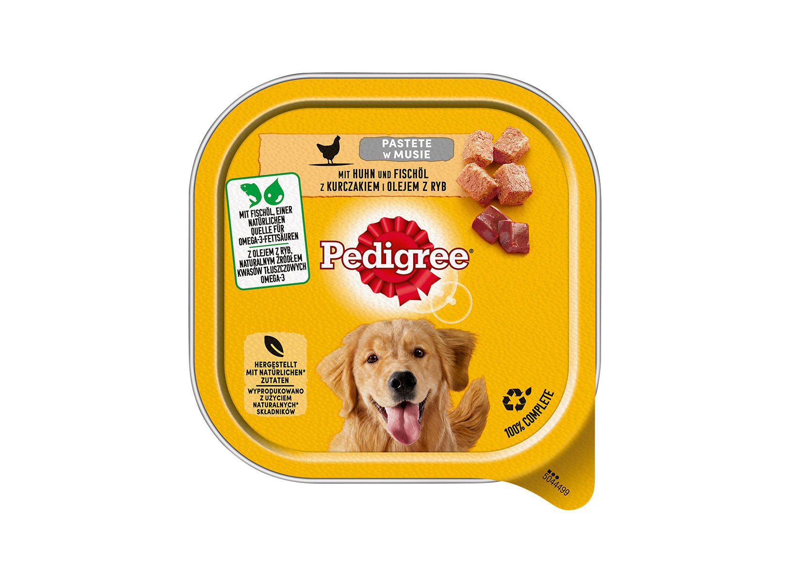 Pedigree Pastete mit Huhn + Fischöl Schale 300g
