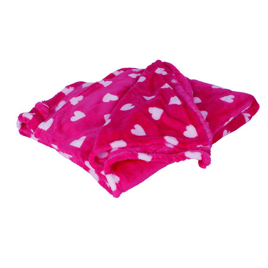 Kuscheldecke Herzen 130x160cm mit Beutel Pink