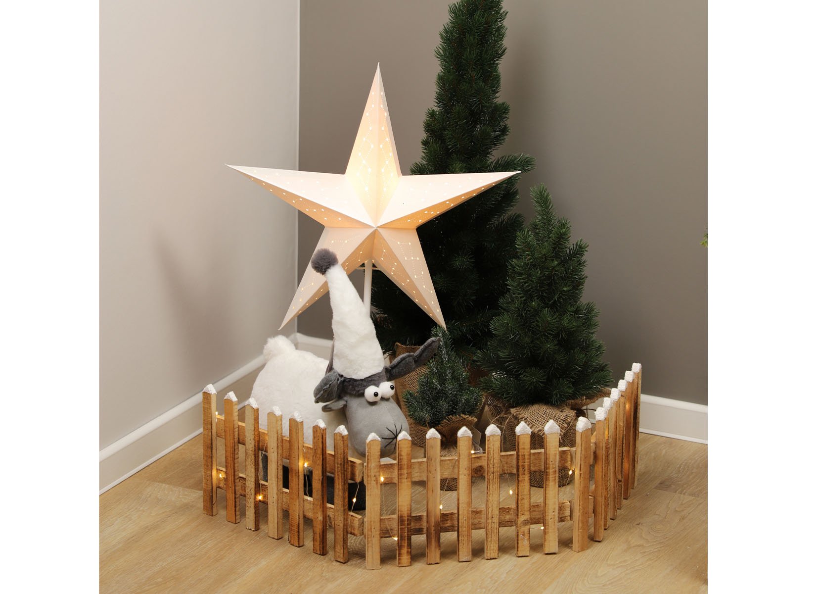 Deko-Zaun mit 20 LEDs und Timer 90x20cm