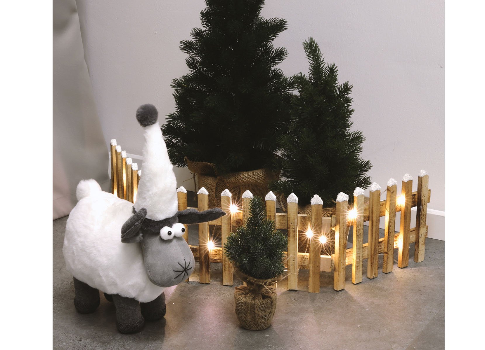 Deko-Zaun mit 20 LEDs und Timer 90x20cm