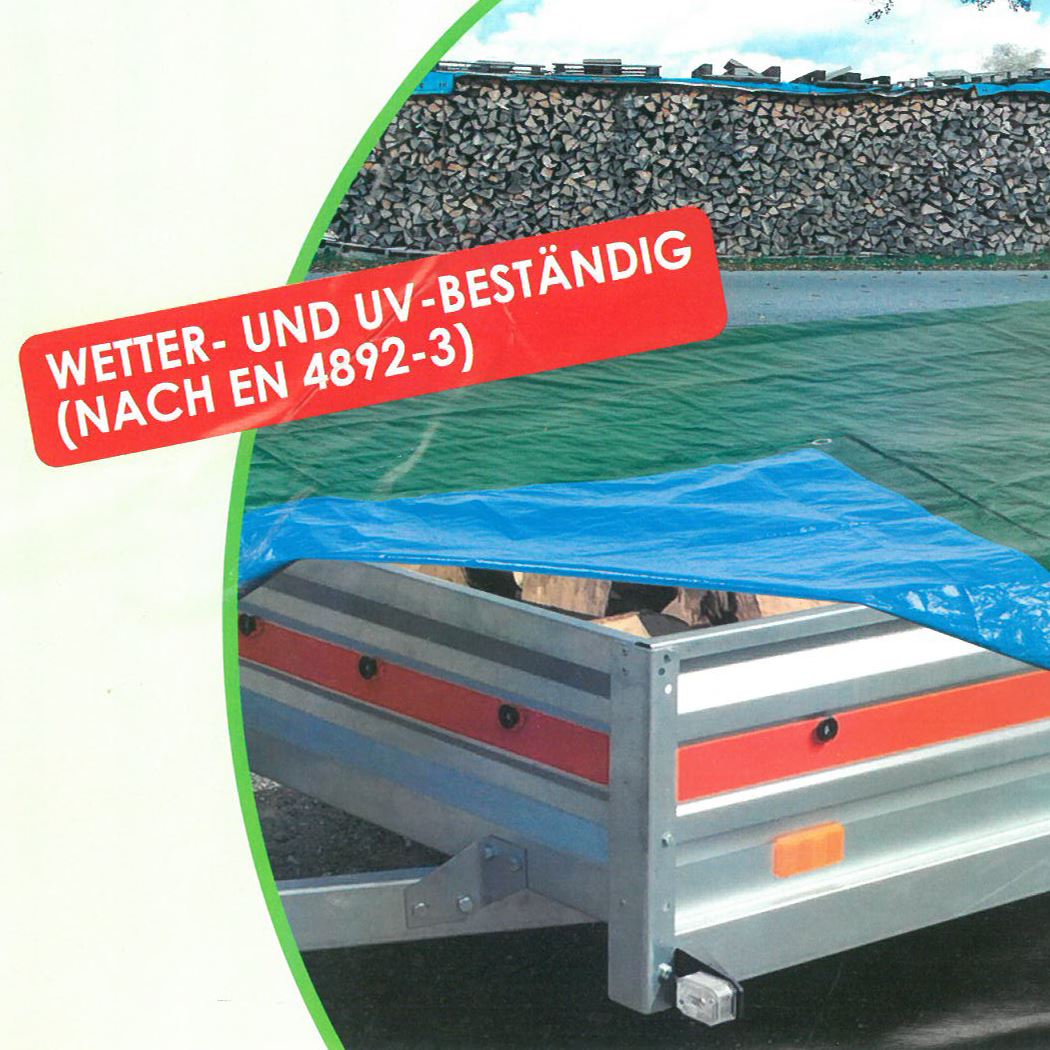 Grüner Jan Gewebeplane mit Aluminiumösen 4x5m Grün/Blau
