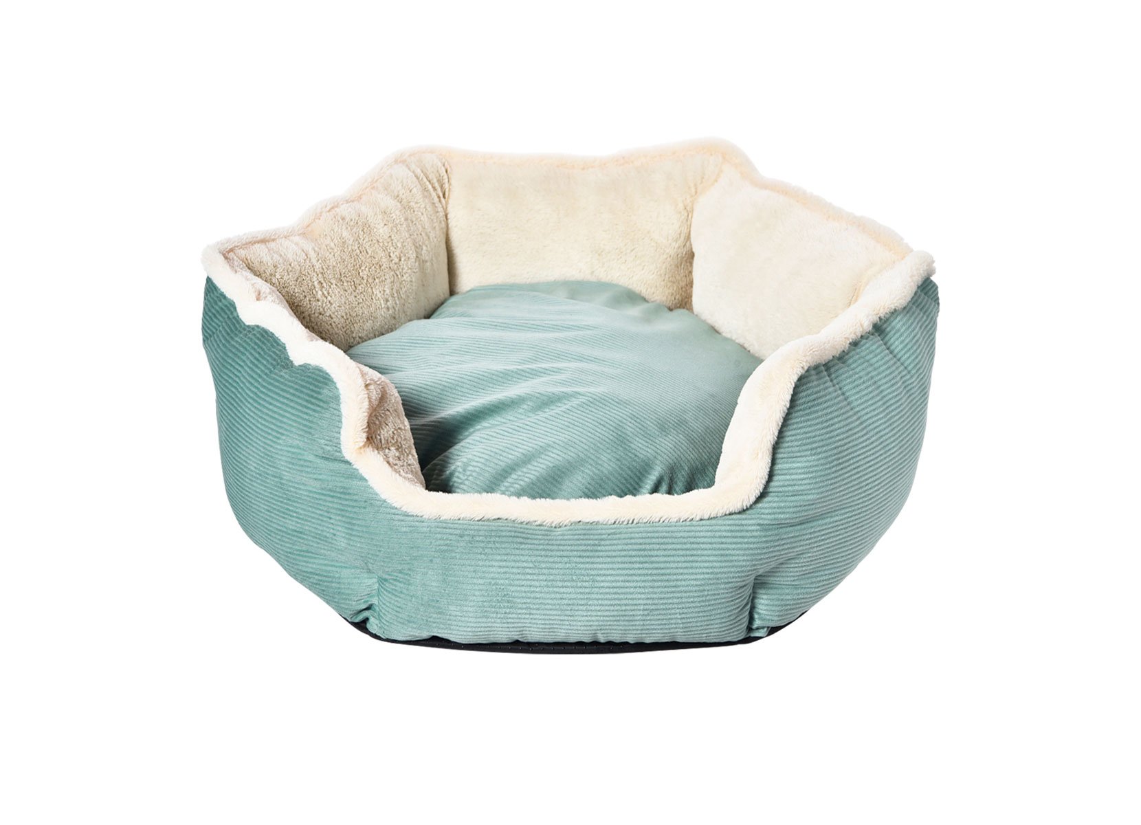 Hundebett Hexagon aus Cord/Plüsch 55cm Mint