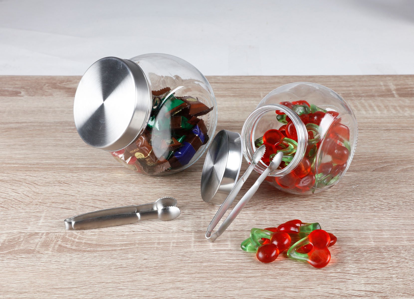 Candybar 4er-Set 470ml und 650ml Glas mit 2 Zangen