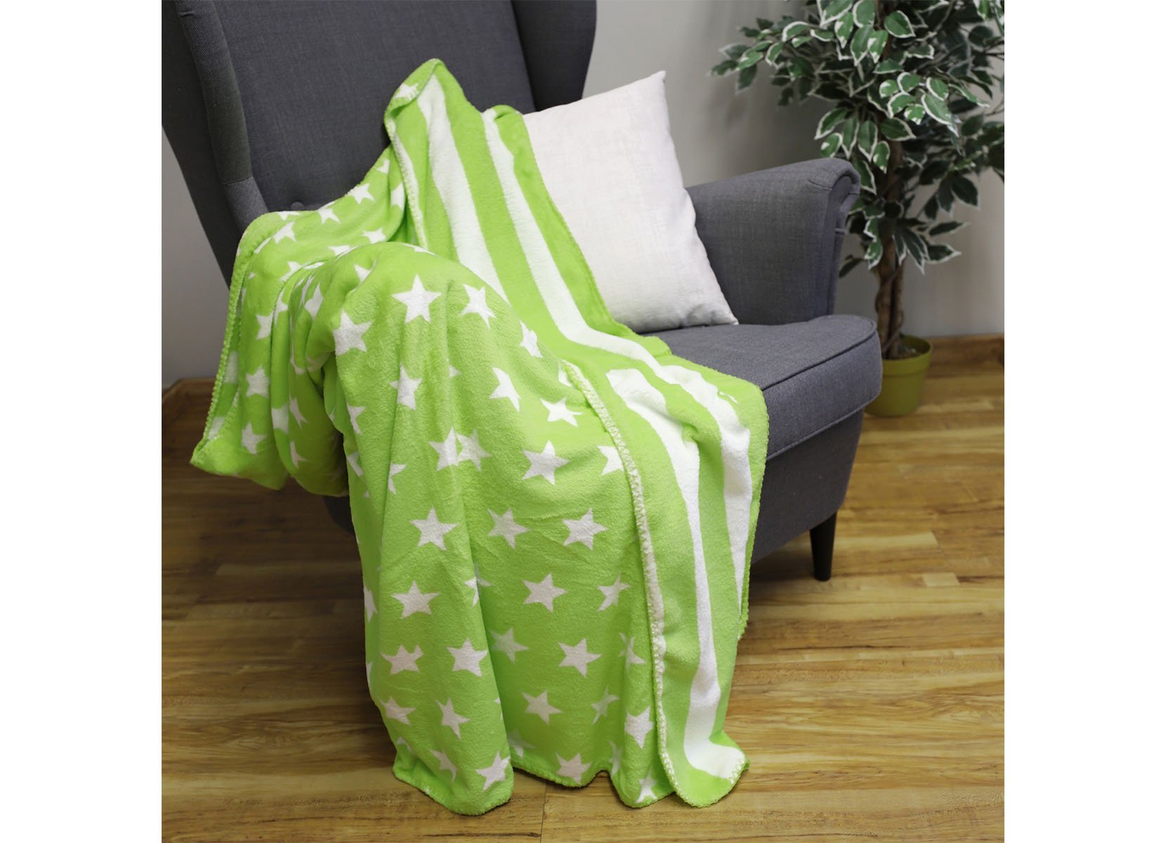 Flanell-Kuscheldecke Stars & Stripes 150x200cm Hellgrün