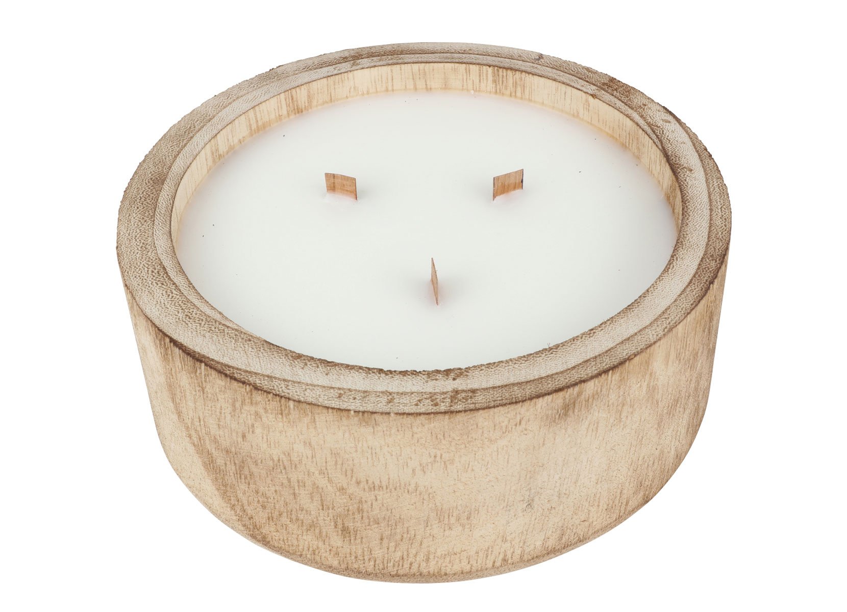 Holzschale mit Citronella-Holzdocht-Kerze 19,5x8cm Natur