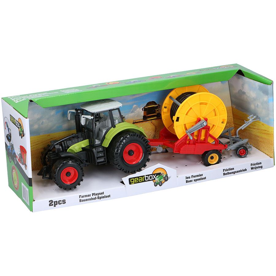 Bauernhof-Spielset Traktor mit Schlauchtrommel