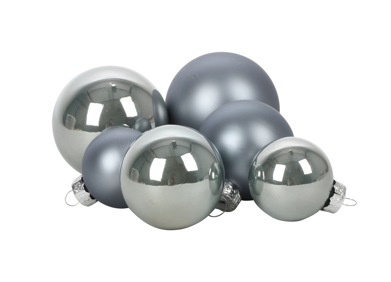 Weihnachtskugel-Set aus Glas 72-teilig Grau