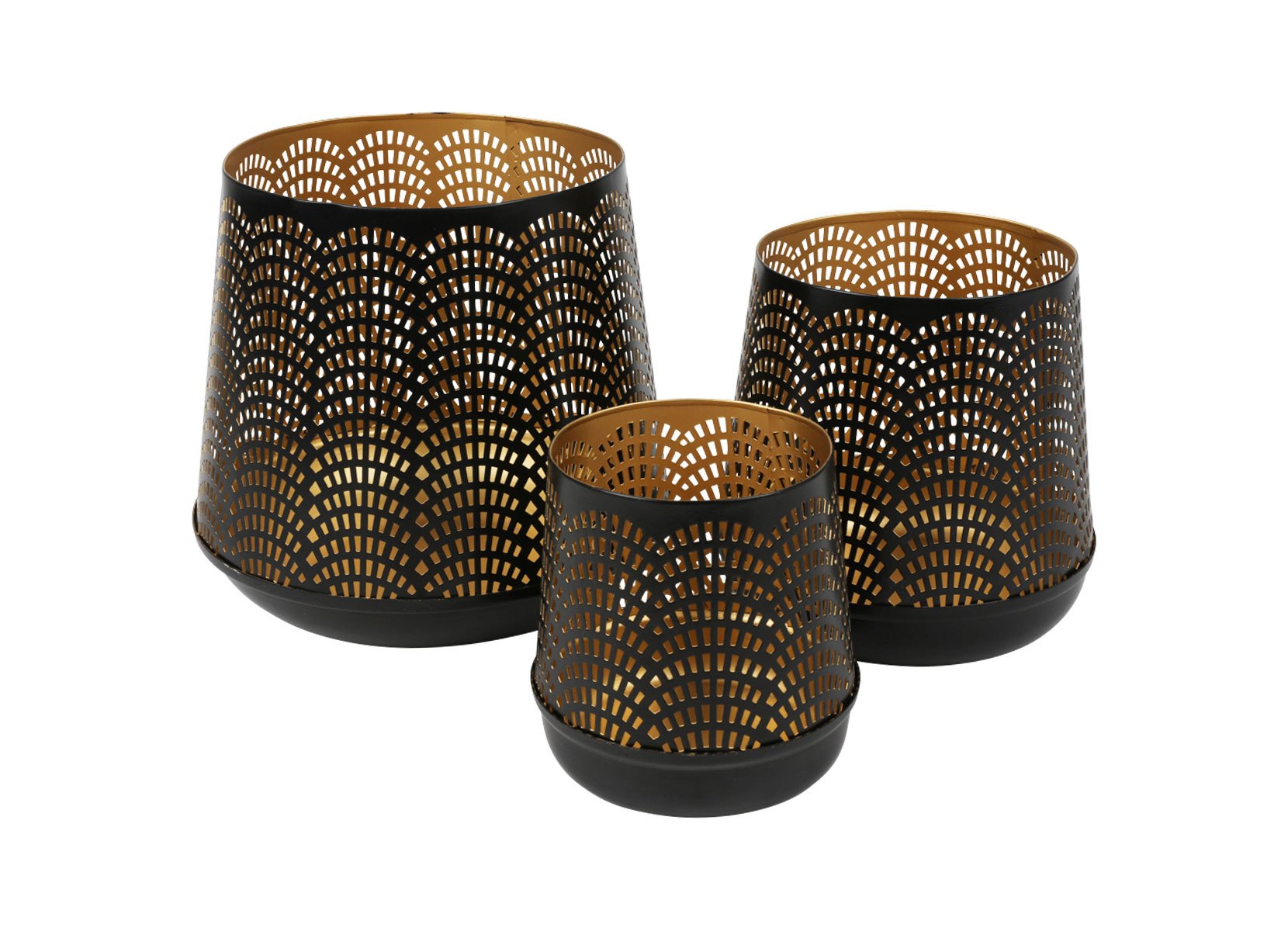 Metall-Windlichter 3er-Set Schwarz Metall-Windlichter 3er-Set Schwarz