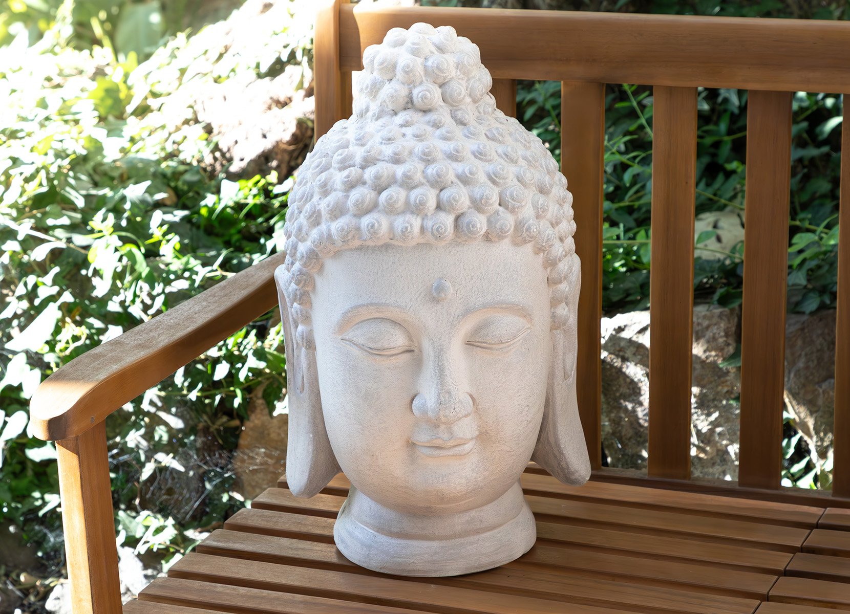 Buddha Deko-Kopf groß 29,5x47cm Sand