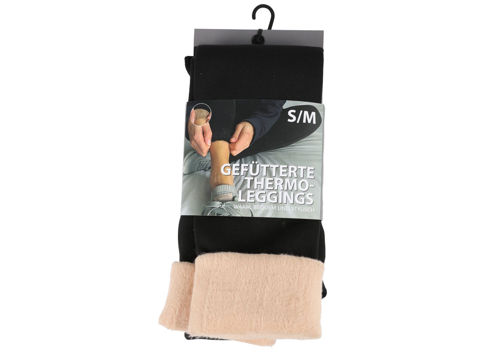 Thermo-Leggings mit Innenfleece Schwarz S/M