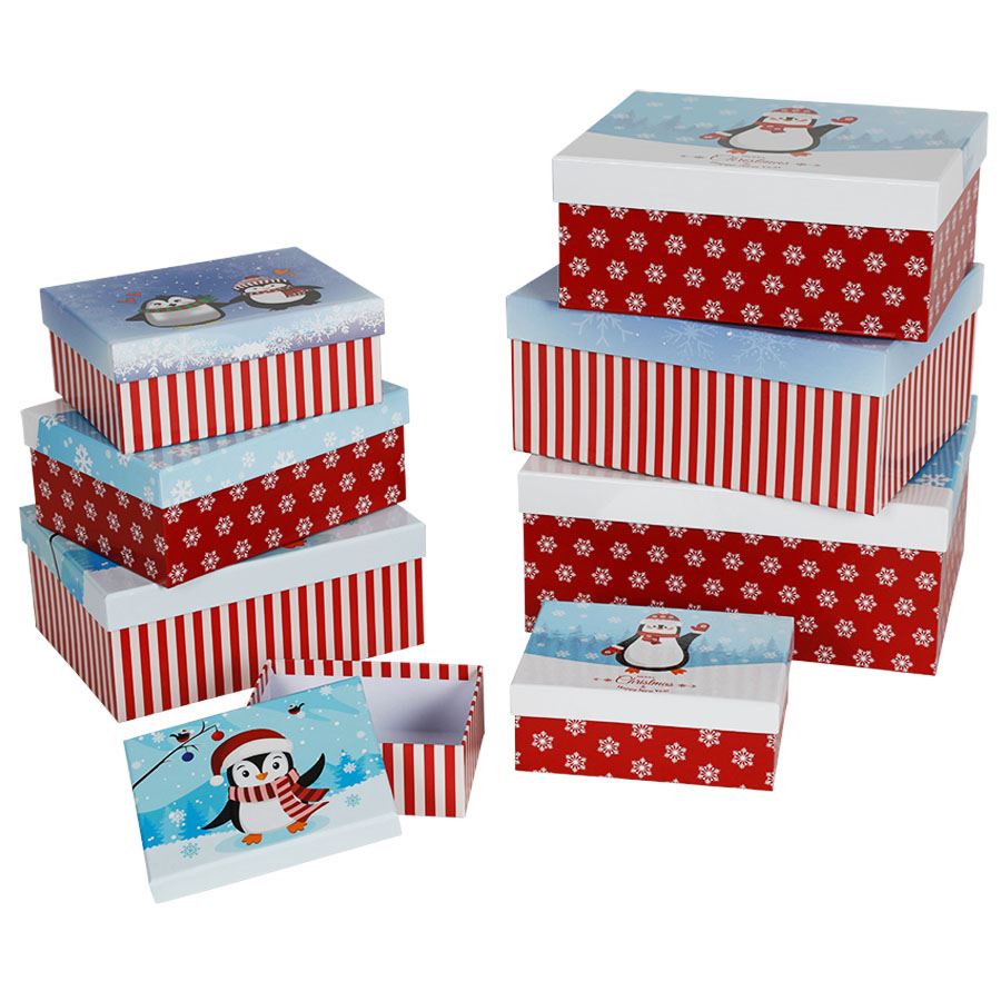 Dekoboxen-Set Pinguine im Schnee 8-teilig