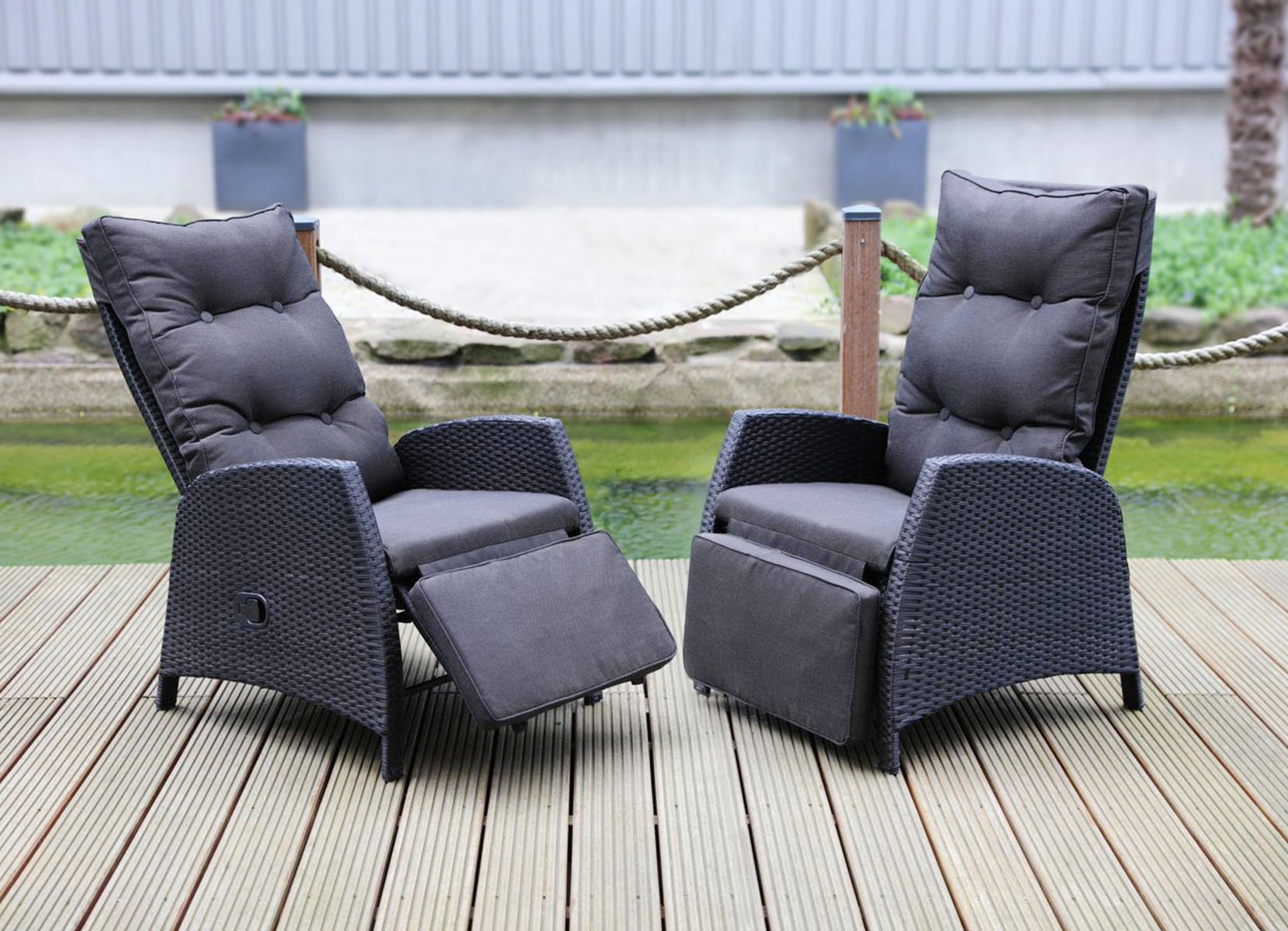 Loungesessel 61,5x107x70cm 2er-Set Anthrazit | Loungesessel