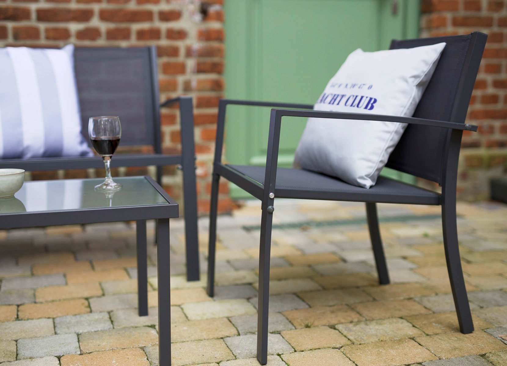 Loungeset Marie mit Glastisch 4-teilig