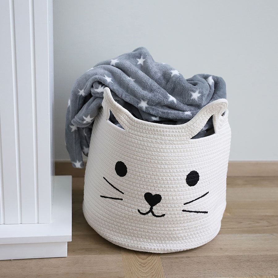 Baumwoll-Aufbewahrungskorb Katze 40x35cm