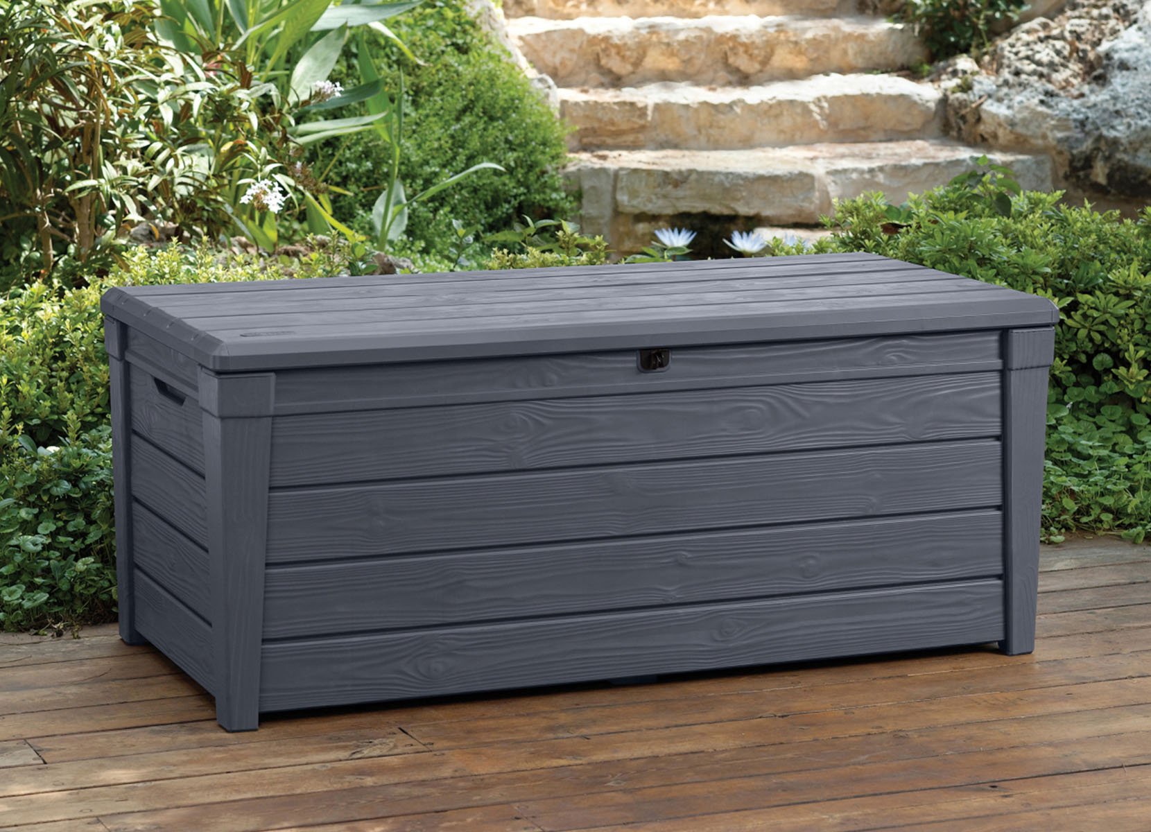 Keter XXL-Gartentruhe Brightwood 454L Anthrazit