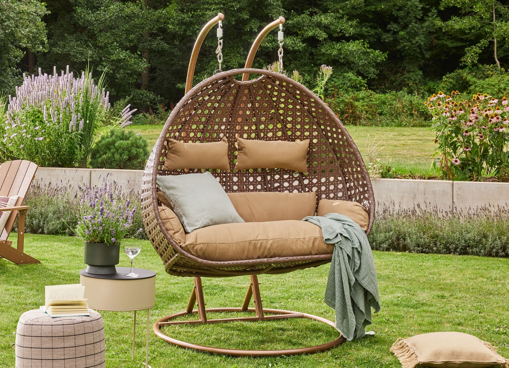 Home Deluxe TWIN Polyrattan-Hängesessel für 2 Personen Braun