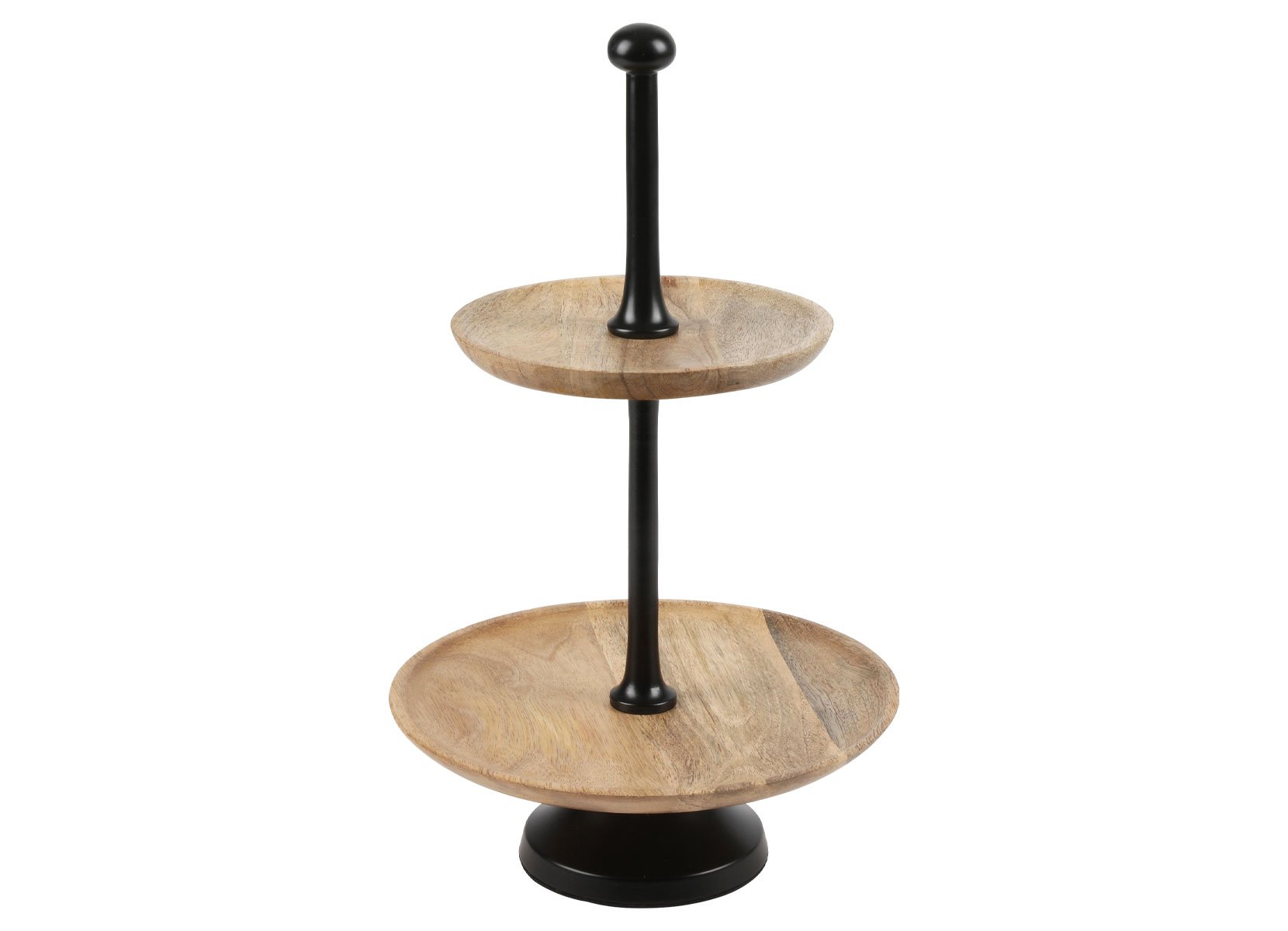 Etagere aus Mangoholz 2-stöckig 40cm Schwarz