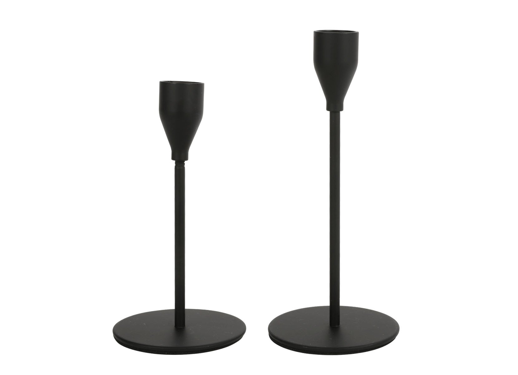2-teiliges Stabkerzenhalter-Set aus Metall Schwarz