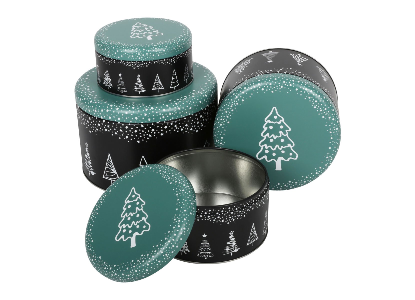 Weihnachts-Metalldosen-Set rund 4-teilig