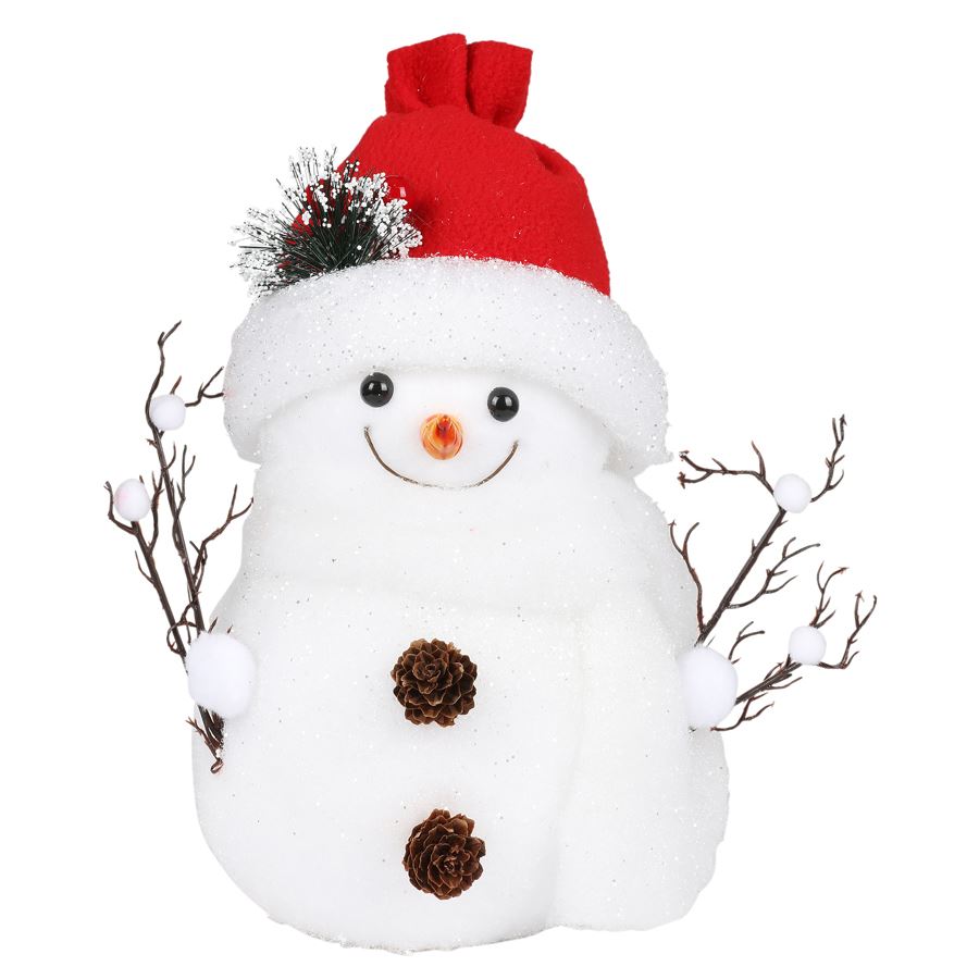 Deko-Schneemann mit Mütze aus Styropor