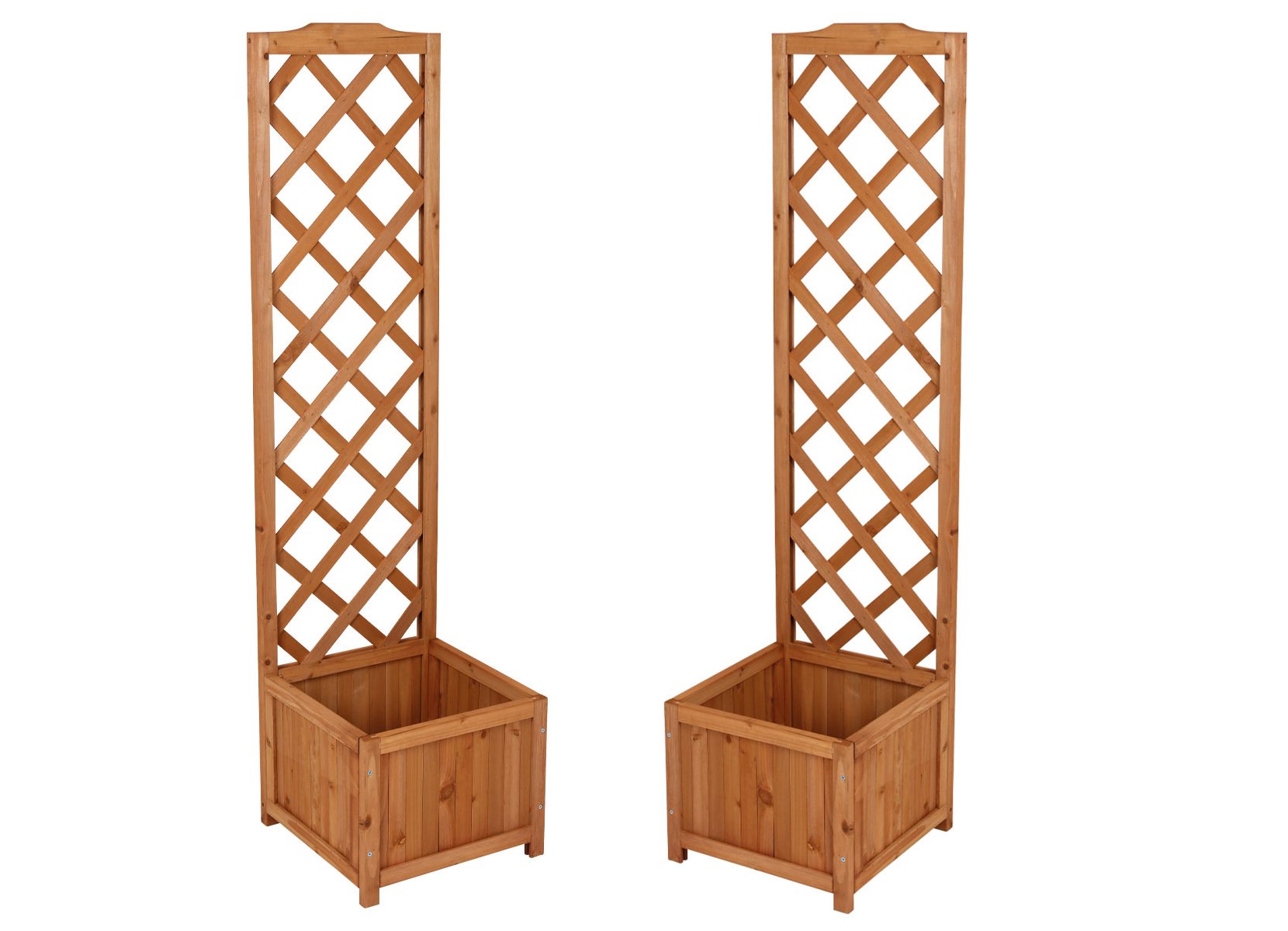Pflanzkübel mit Rankhilfe aus Holz 146cm 2er-Set Natur