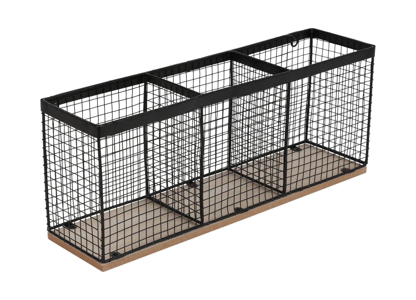 Gitterdraht-Regal mit 3 Körben 40x10,5x16cm Schwarz