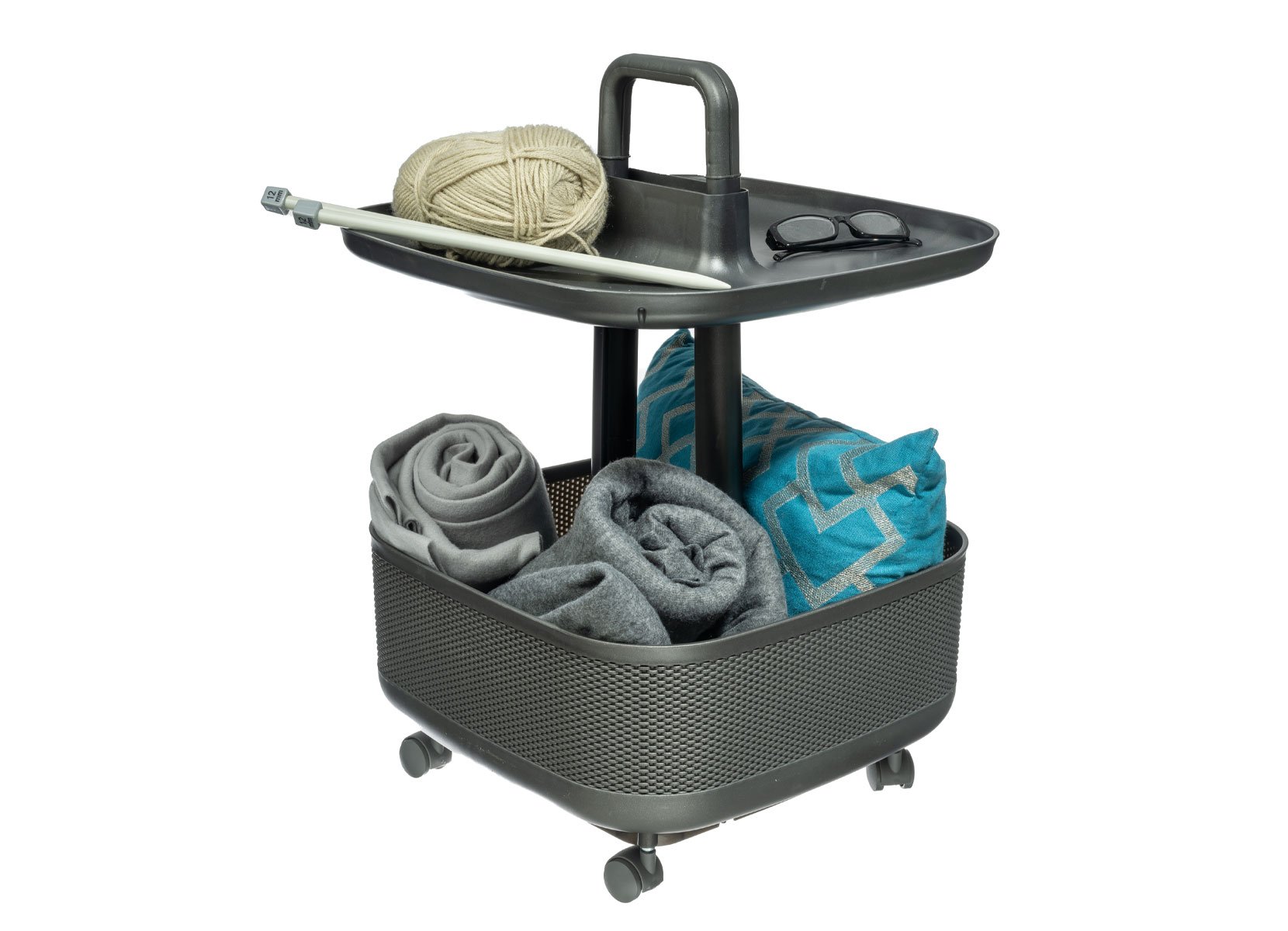 Dekorativer Tischwagen Lifestyle-Butler mit Griff 45x64x45cm Anthrazit