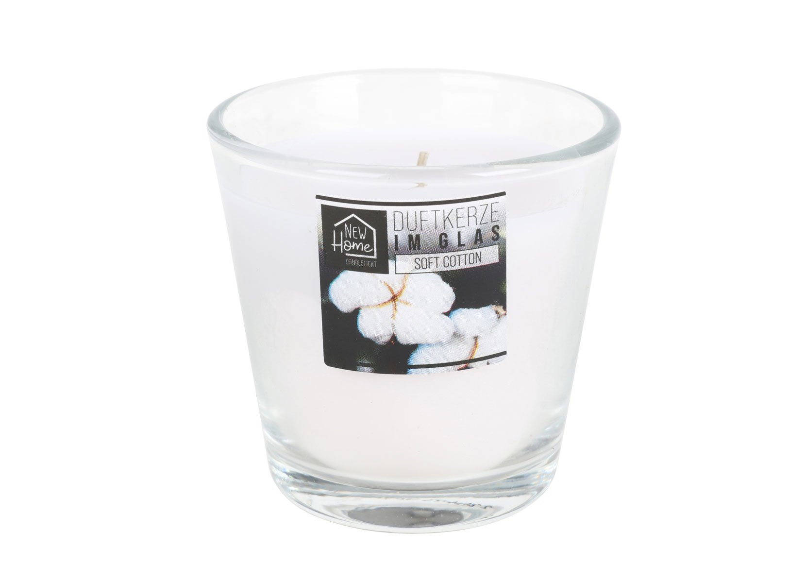 Duftkerze im Glas 7,5x7,5cm 25 Stunden Brenndauer Soft Cotton