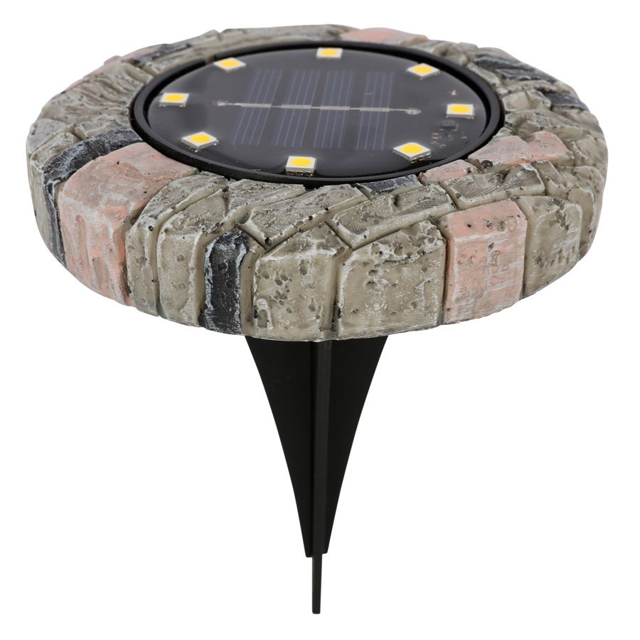 Solar-Bodenstecker Steinoptik mit 8 LEDs warmweiß Solar-Bodenstecker Steinoptik mit 8 LEDs warmweiß
