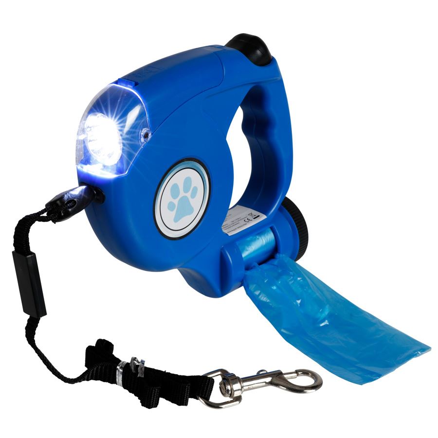 Hundeleine mit LED-Licht und Kotbeutelspender ca. 4,6m