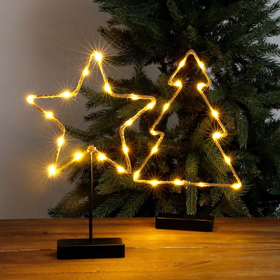 Weihnachtliche LED-Deko auf Stab mit Timer 40cm Warmweiß