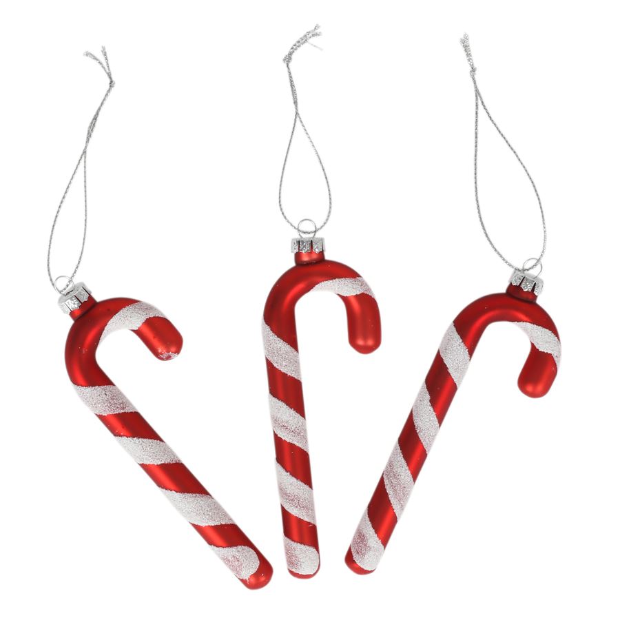 Weihnachtsbaum-Anhänger Zuckerstangen 3er-Set