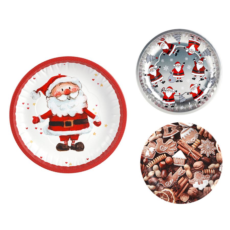 Weihnachts-Dekoteller aus Metall 26cm