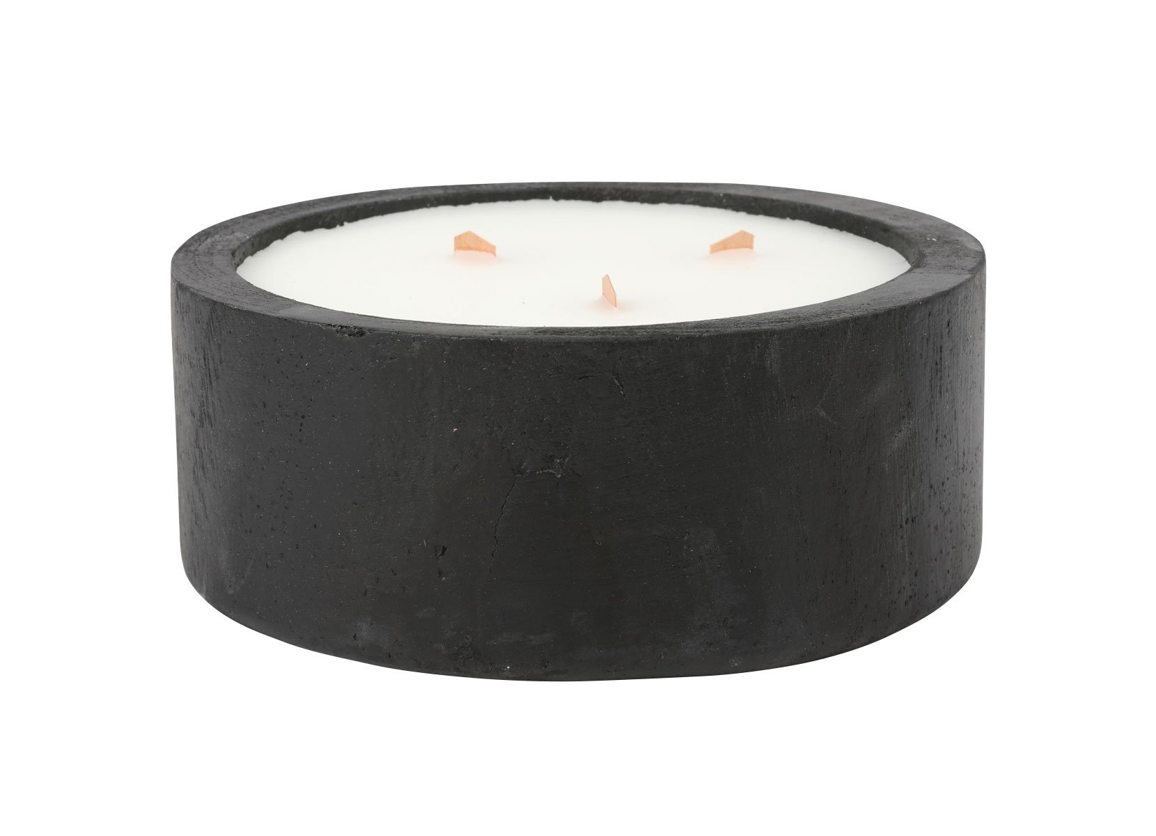 Holzschale mit Citronella-Holzdocht-Kerze 19,5x8cm Schwarz