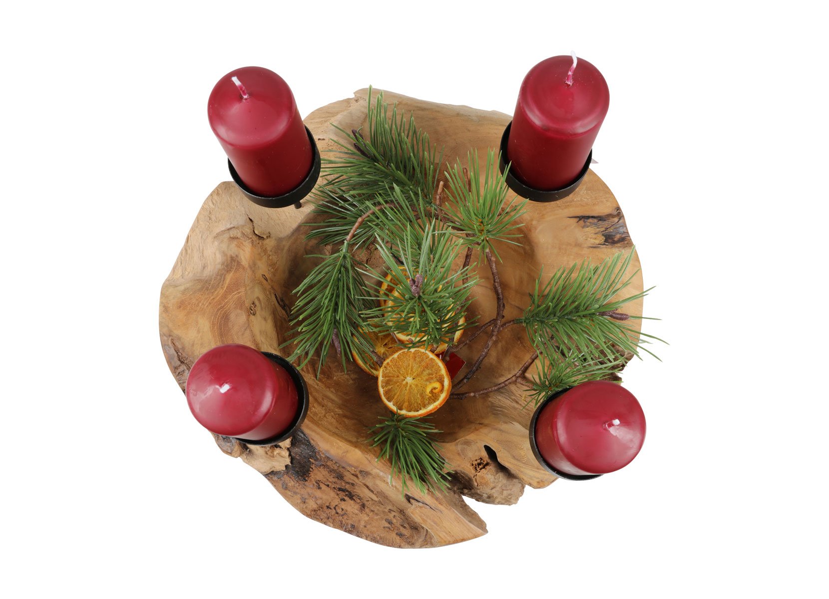 Weihnachts-Kerzenhalter aus Teakholz 30cm